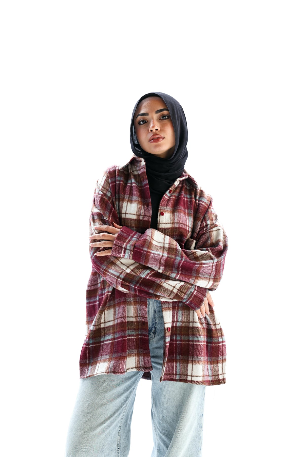 Casual check oversized shirt
