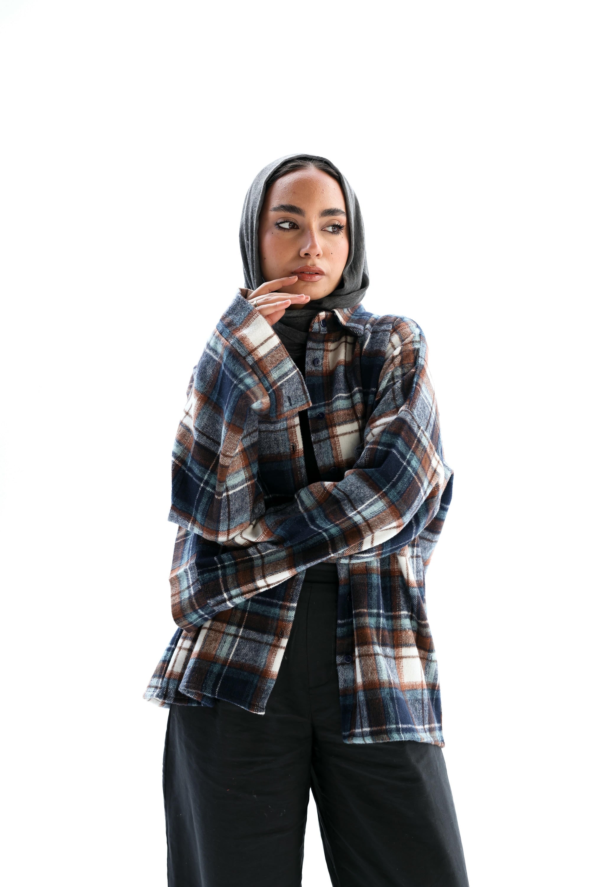 Casual check oversized shirt