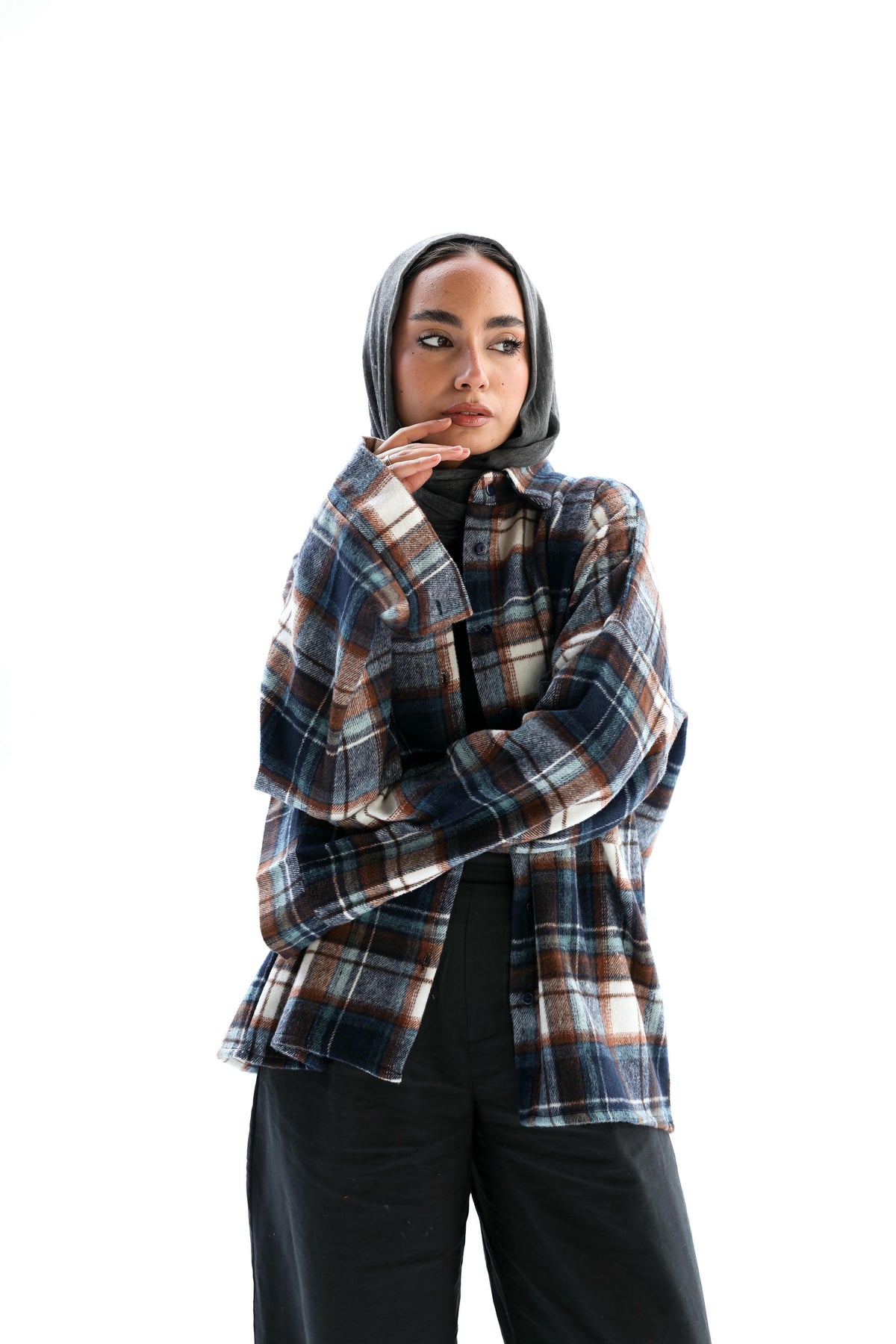 Casual check oversized shirt