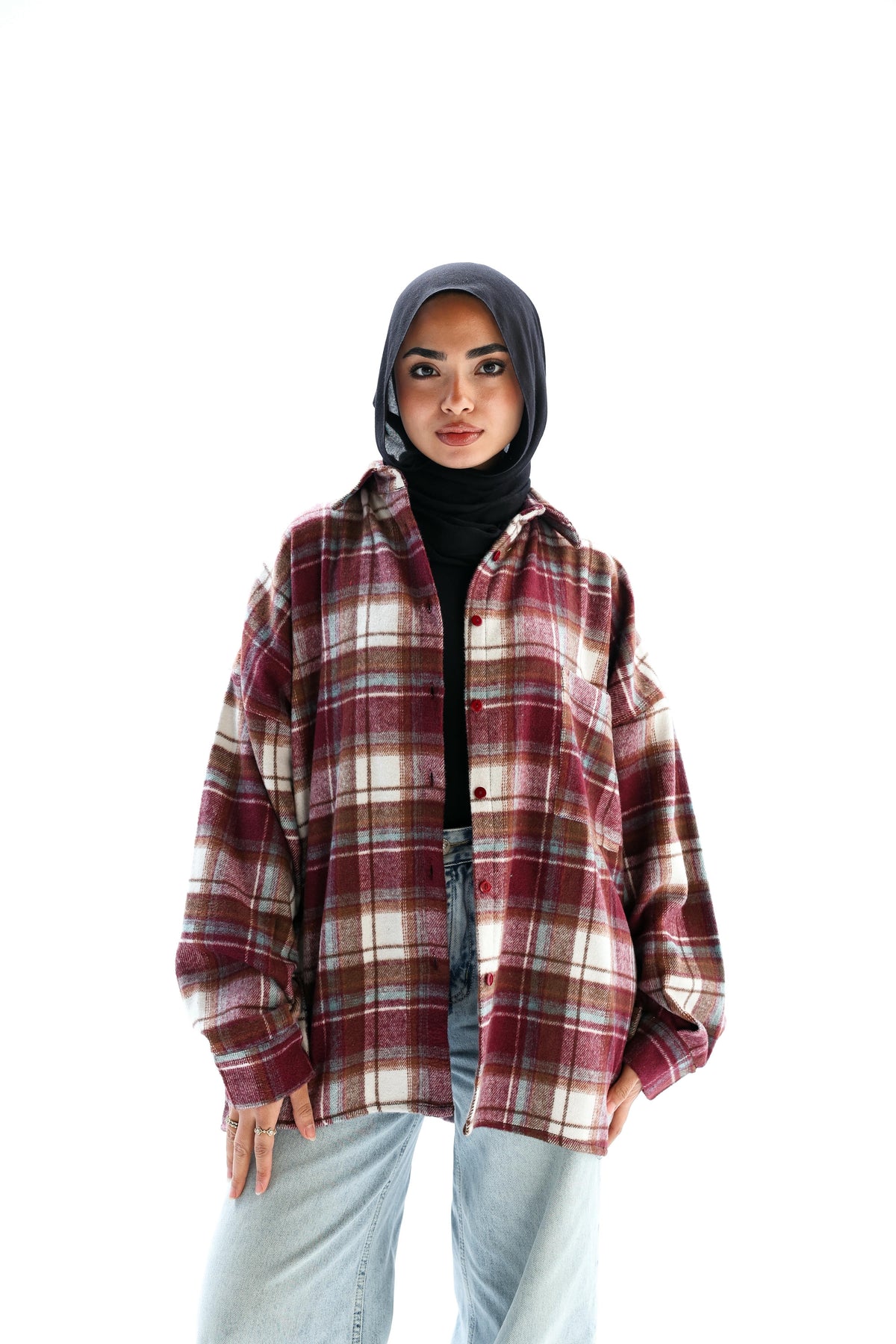 Casual check oversized shirt