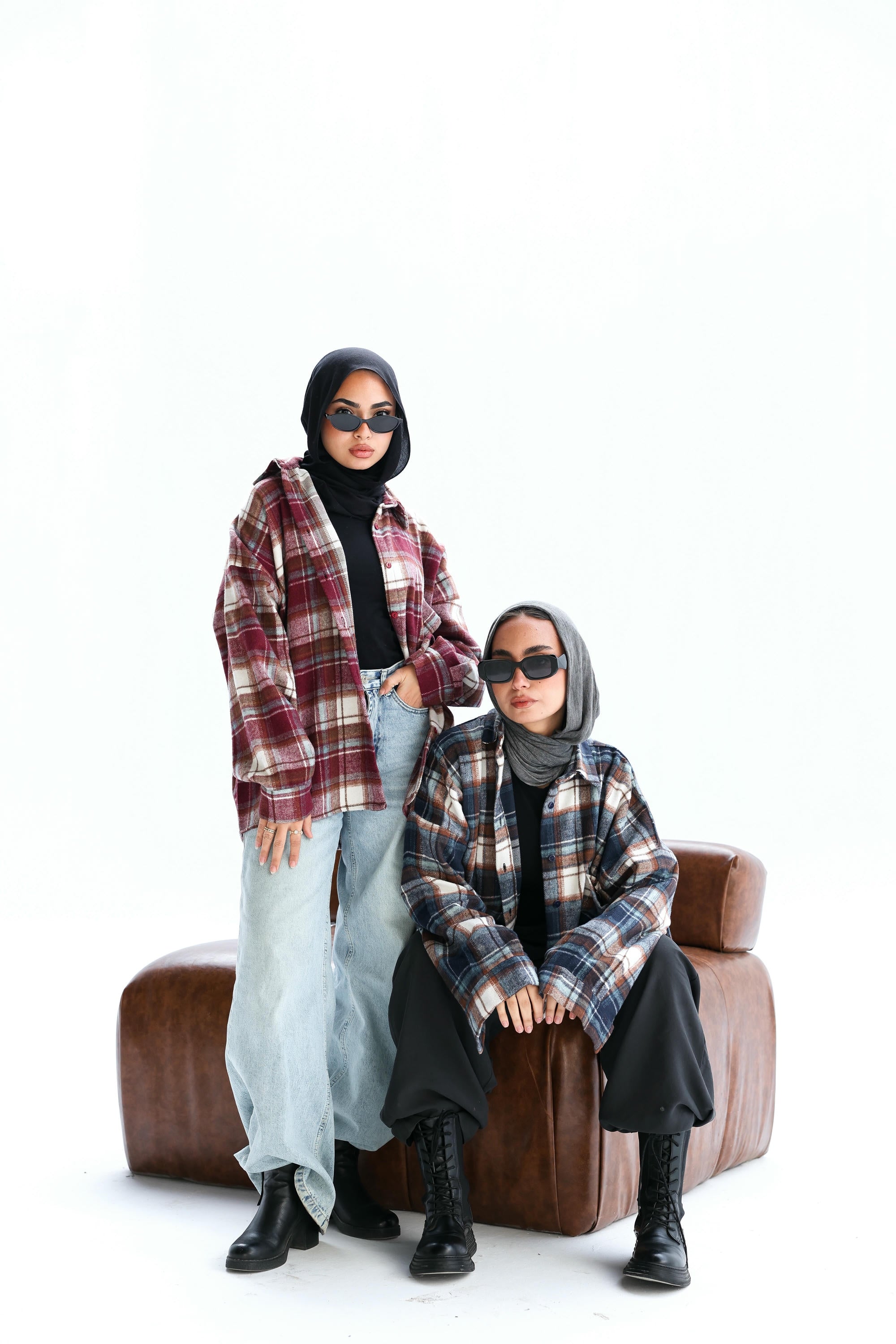 Casual check oversized shirt