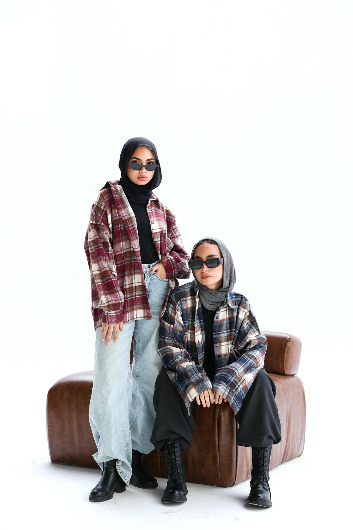 Casual check oversized shirt