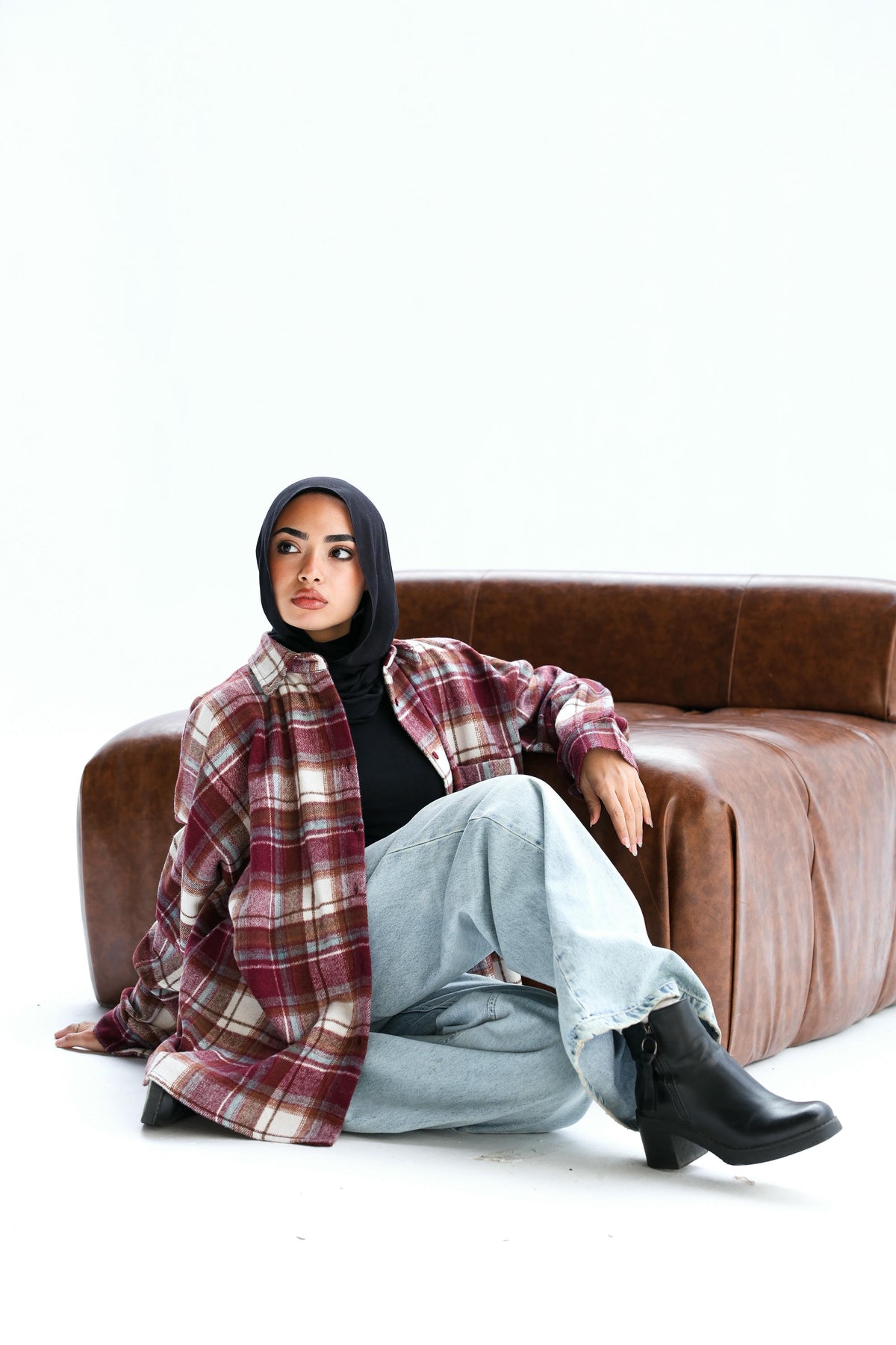 Casual check oversized shirt