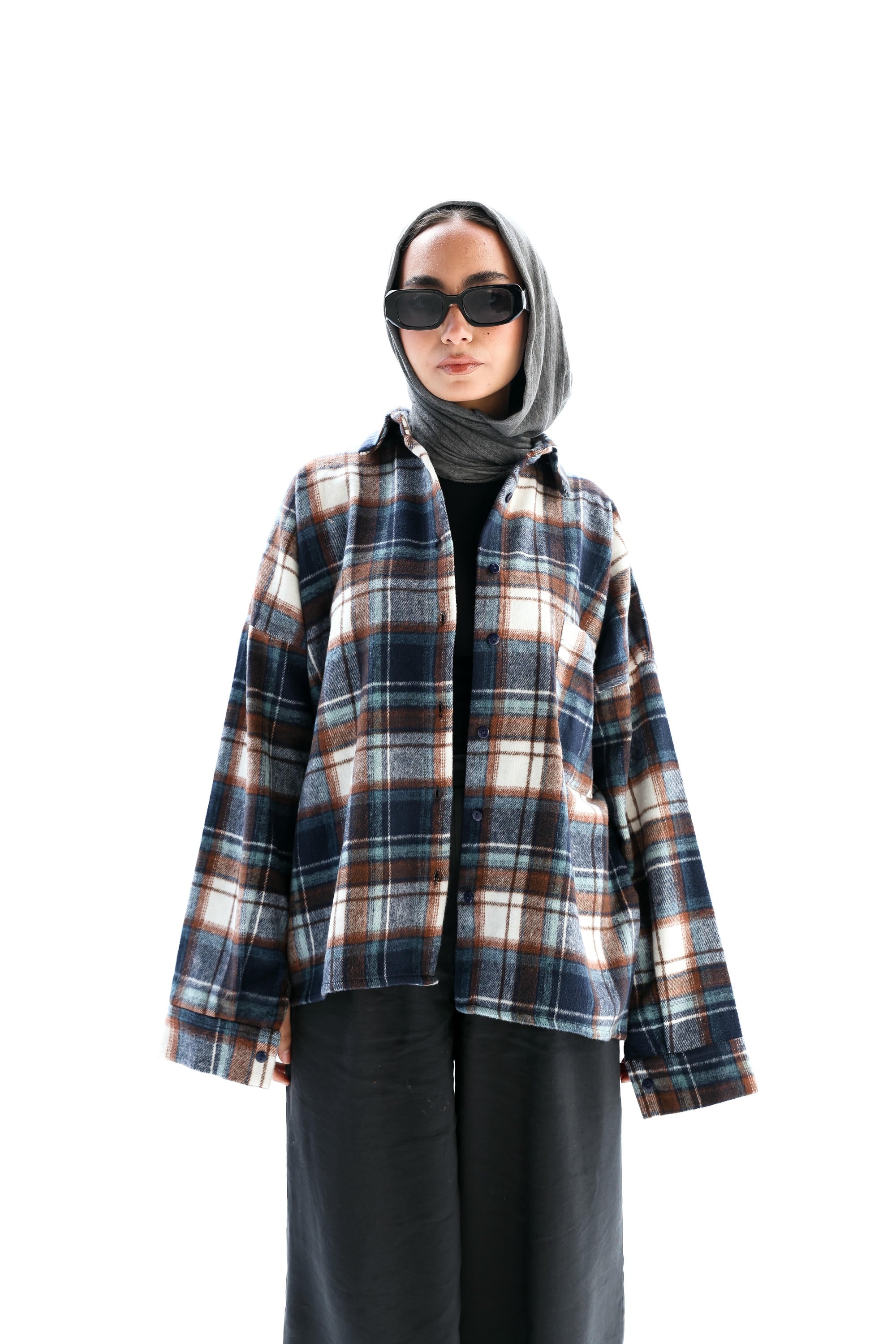 Casual check oversized shirt