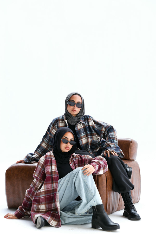 Casual check oversized shirt