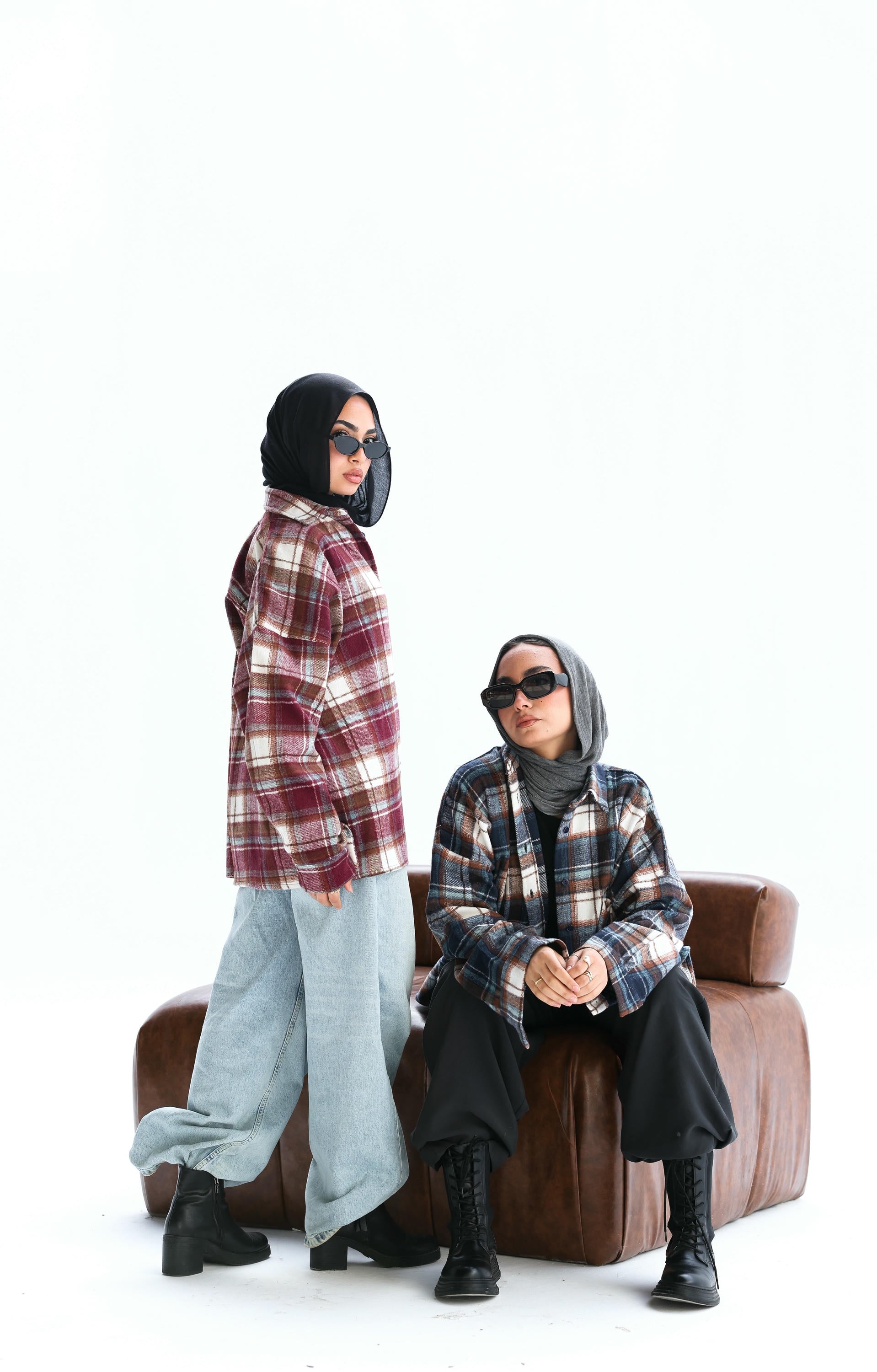 Casual check oversized shirt