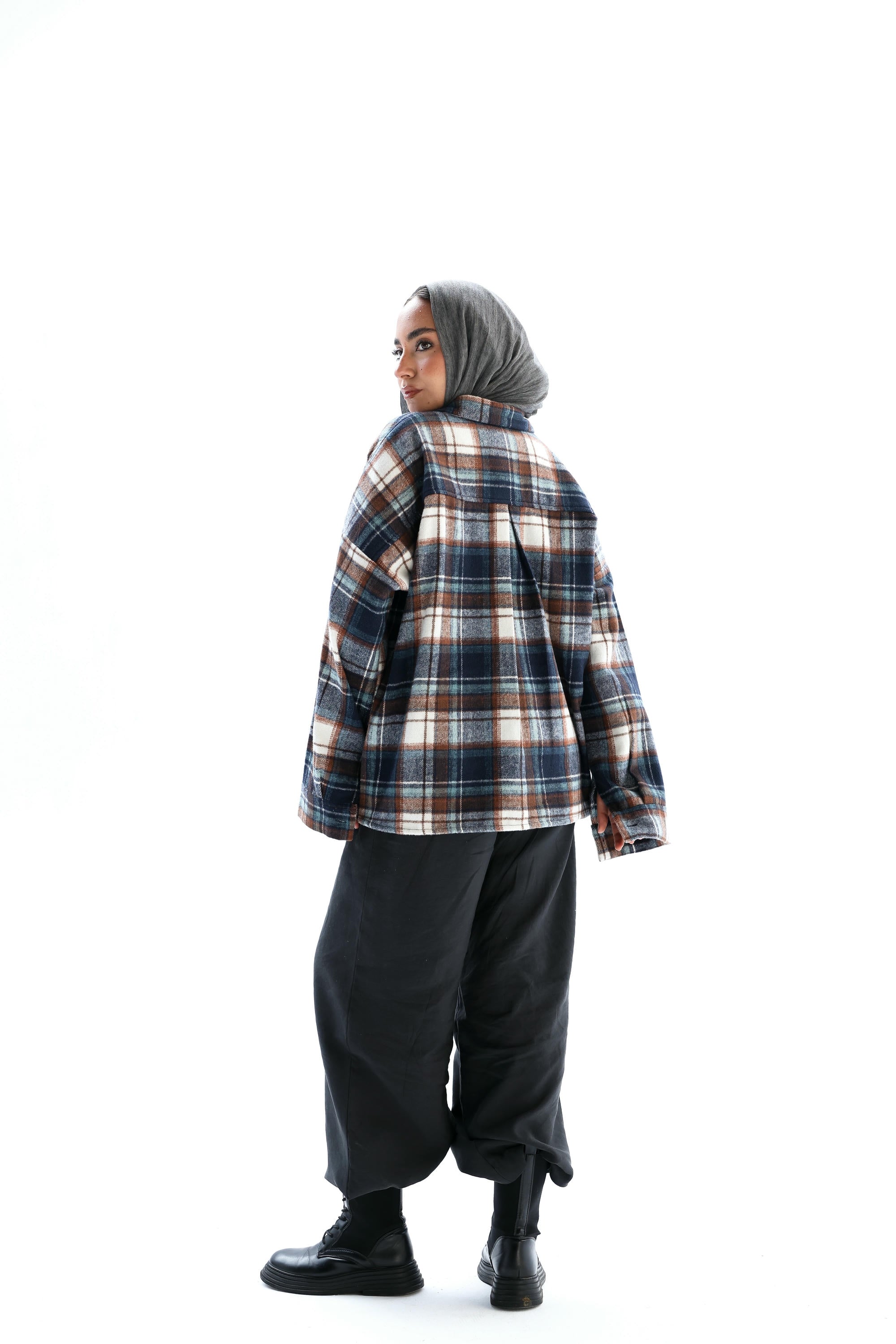 Casual check oversized shirt