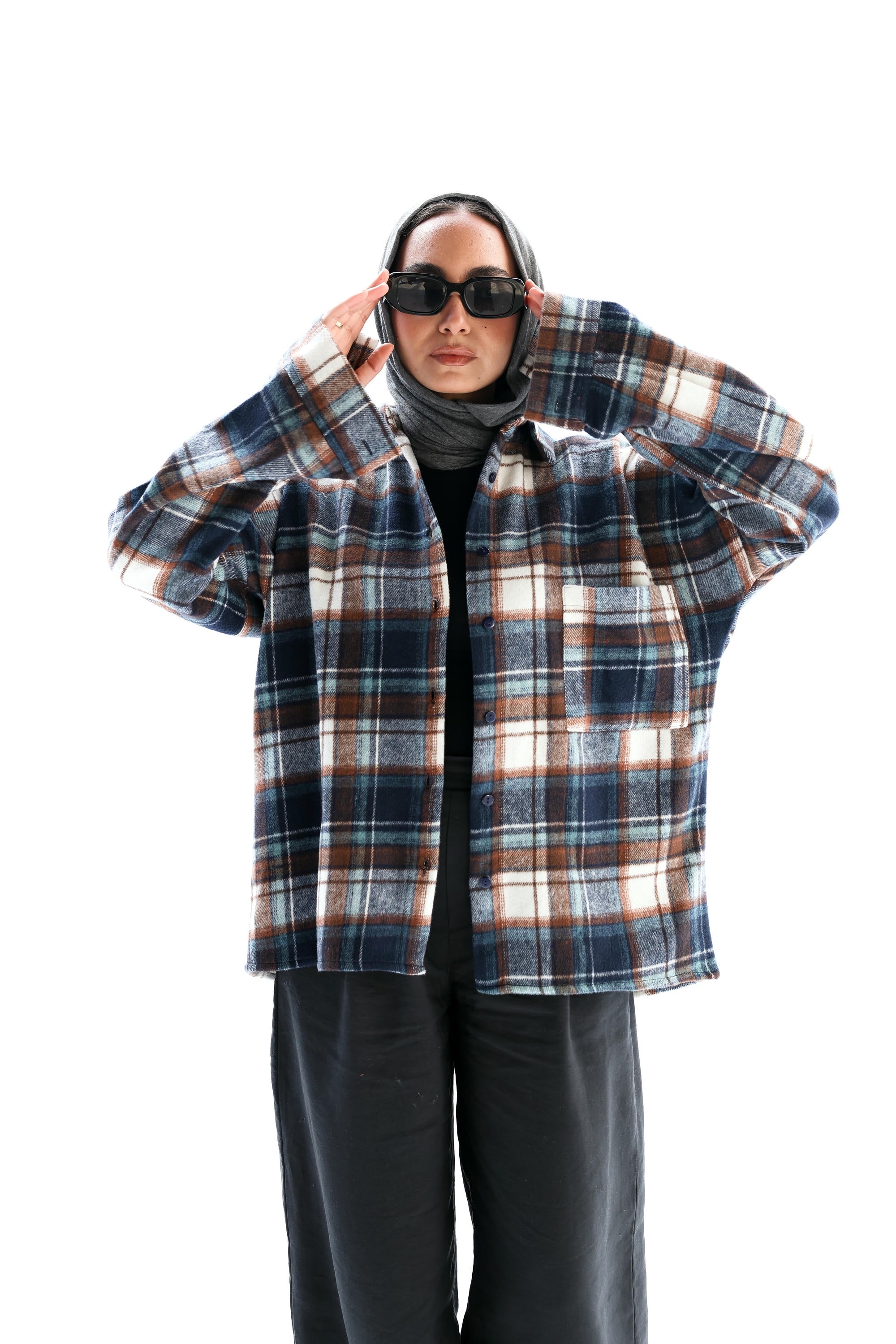 Casual check oversized shirt