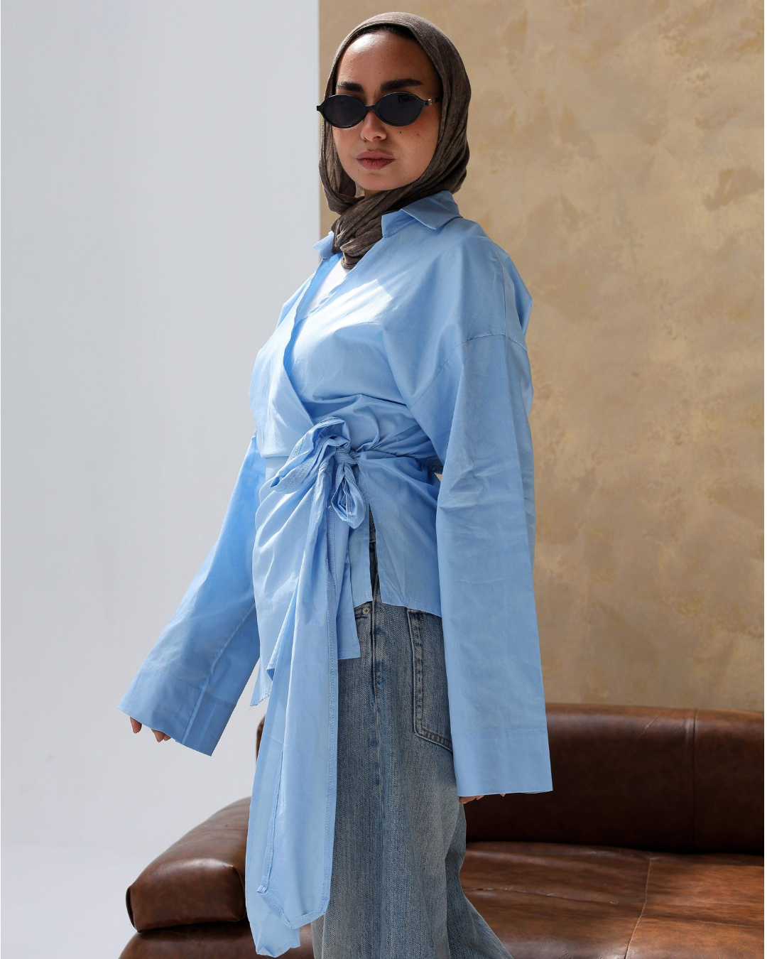 Ribbon daily blouse in Mint green