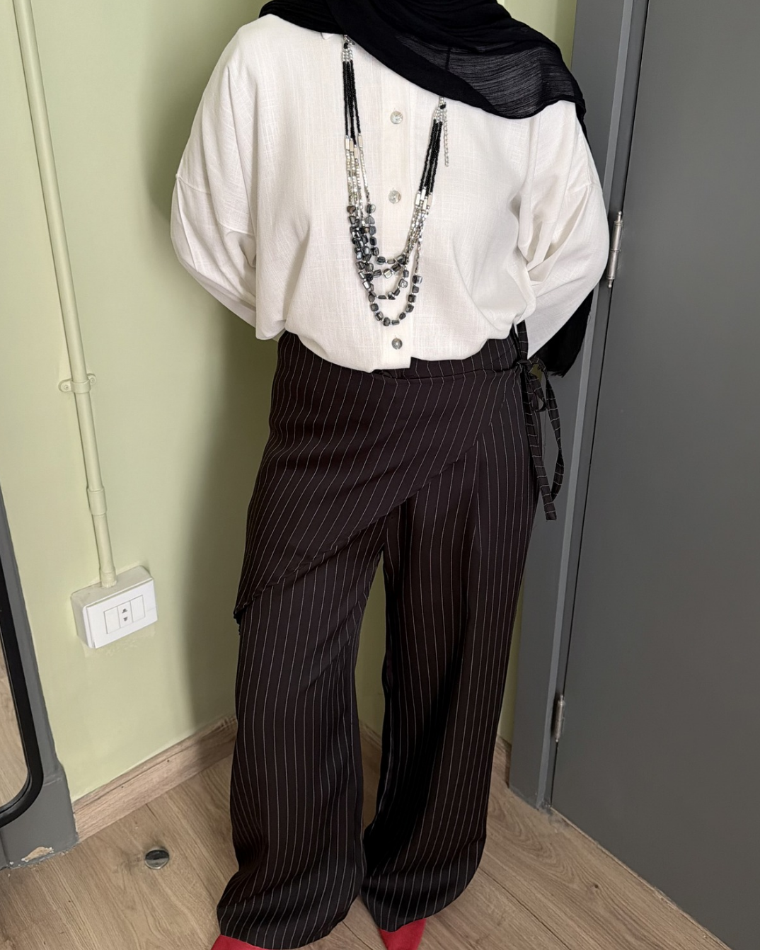 Striped wrap overlay pants