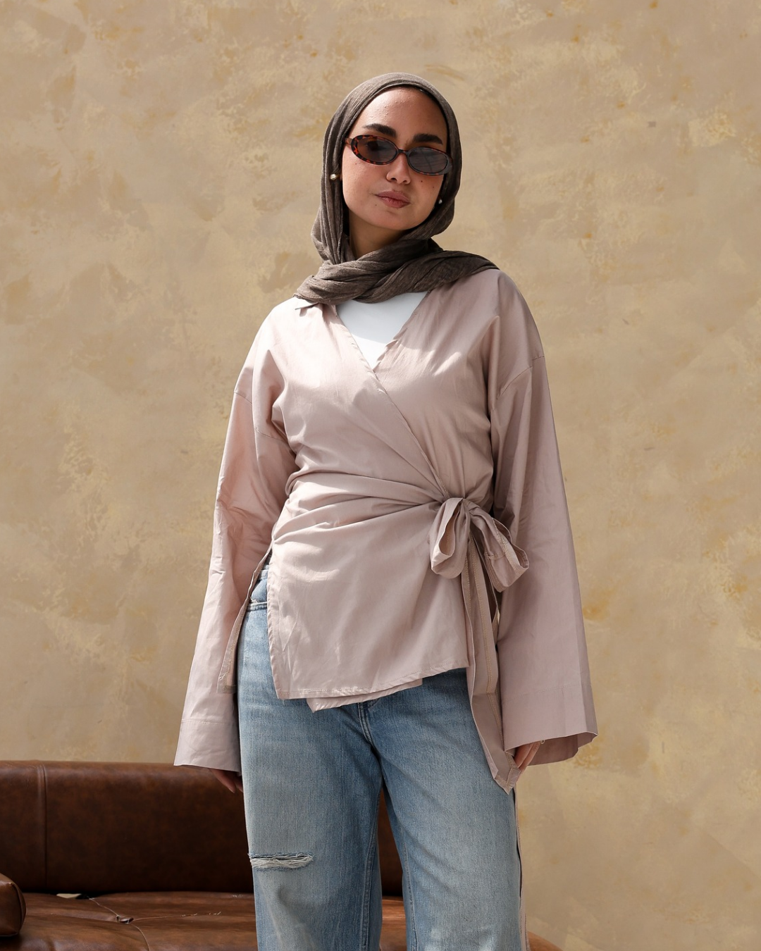 Ribbon daily blouse in Mint green