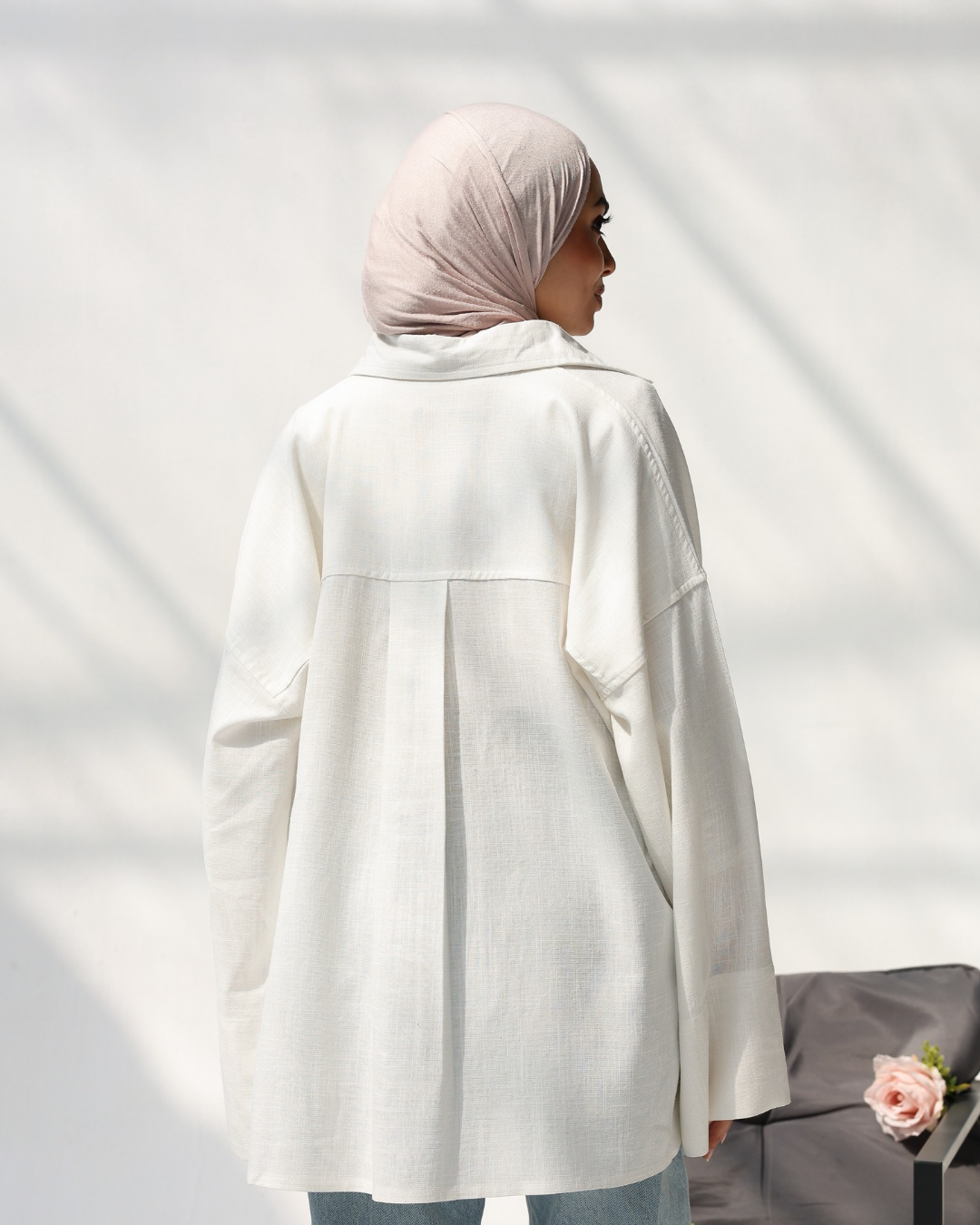 Oversized pure Linen Shirt in Burgundy