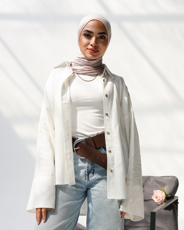 Oversized pure Linen Shirt in White