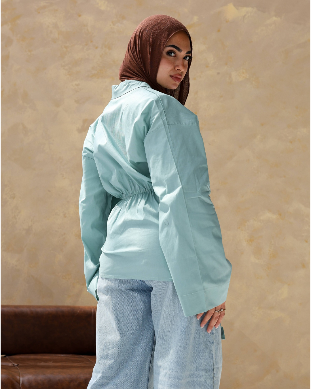 Ribbon daily blouse in Mint green