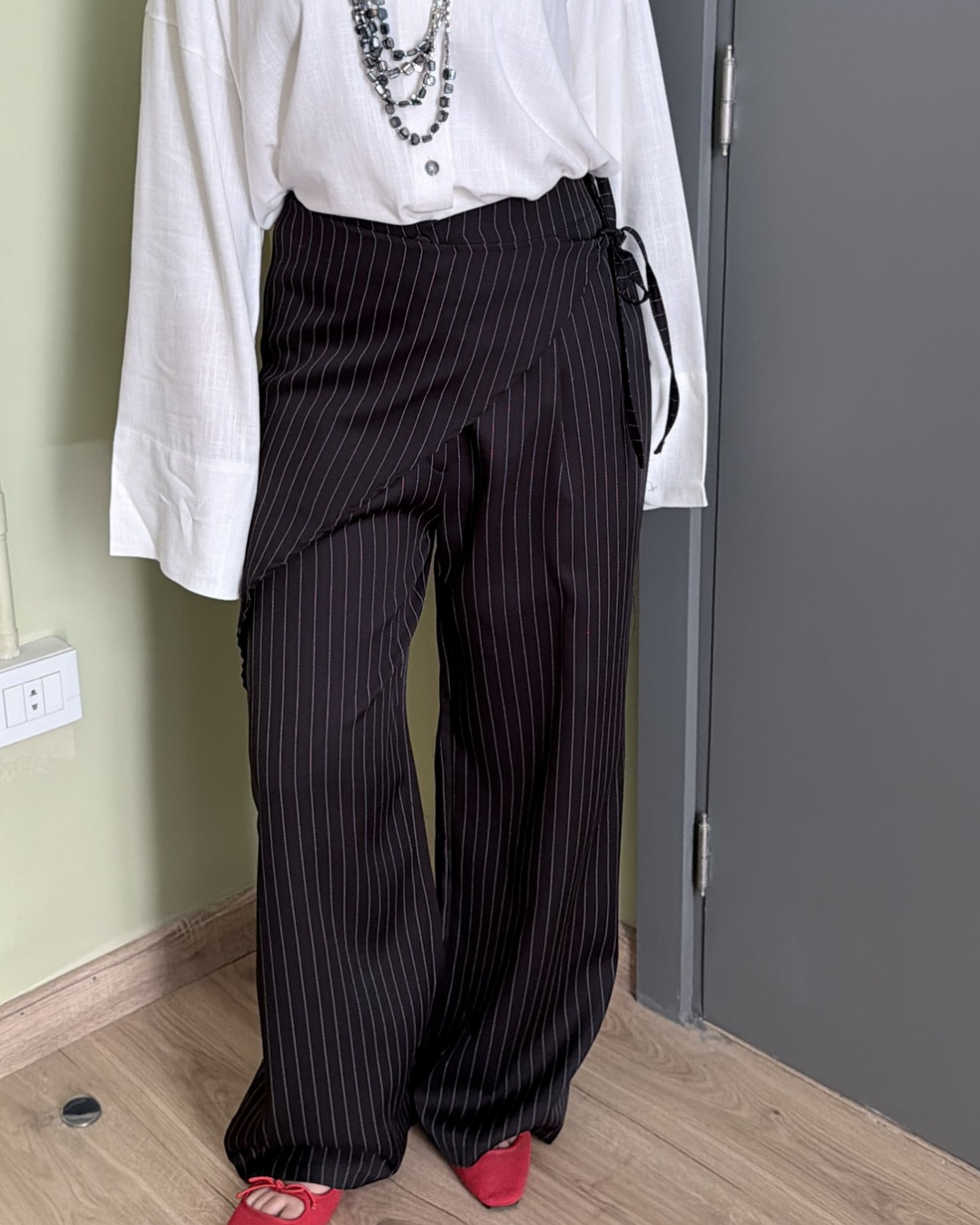 Striped wrap overlay pants