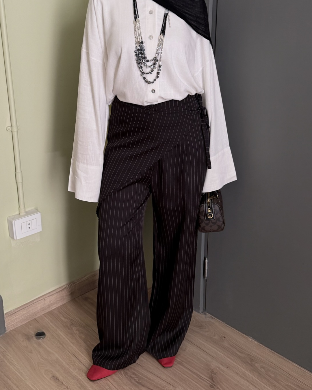 Striped wrap overlay pants