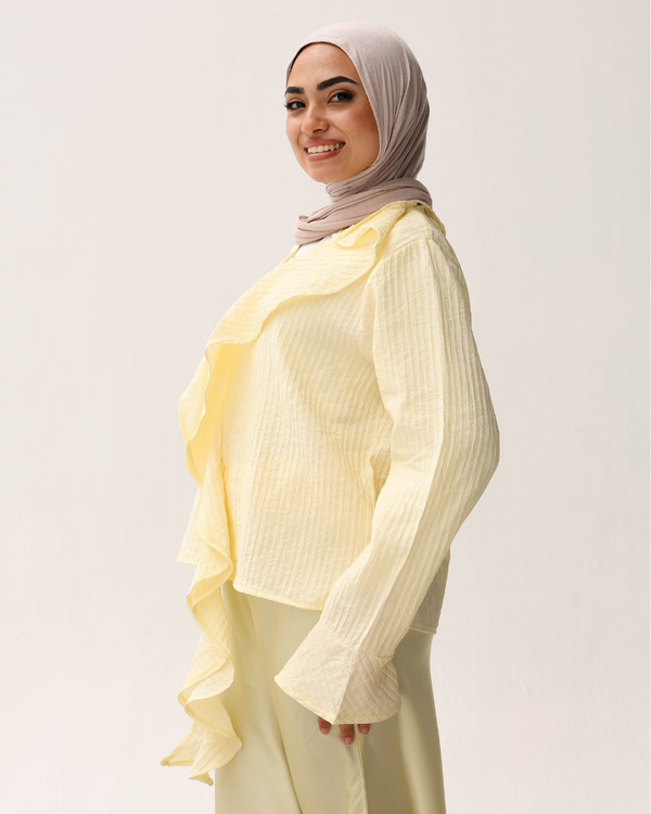 Ruffle Front Top in Yellow