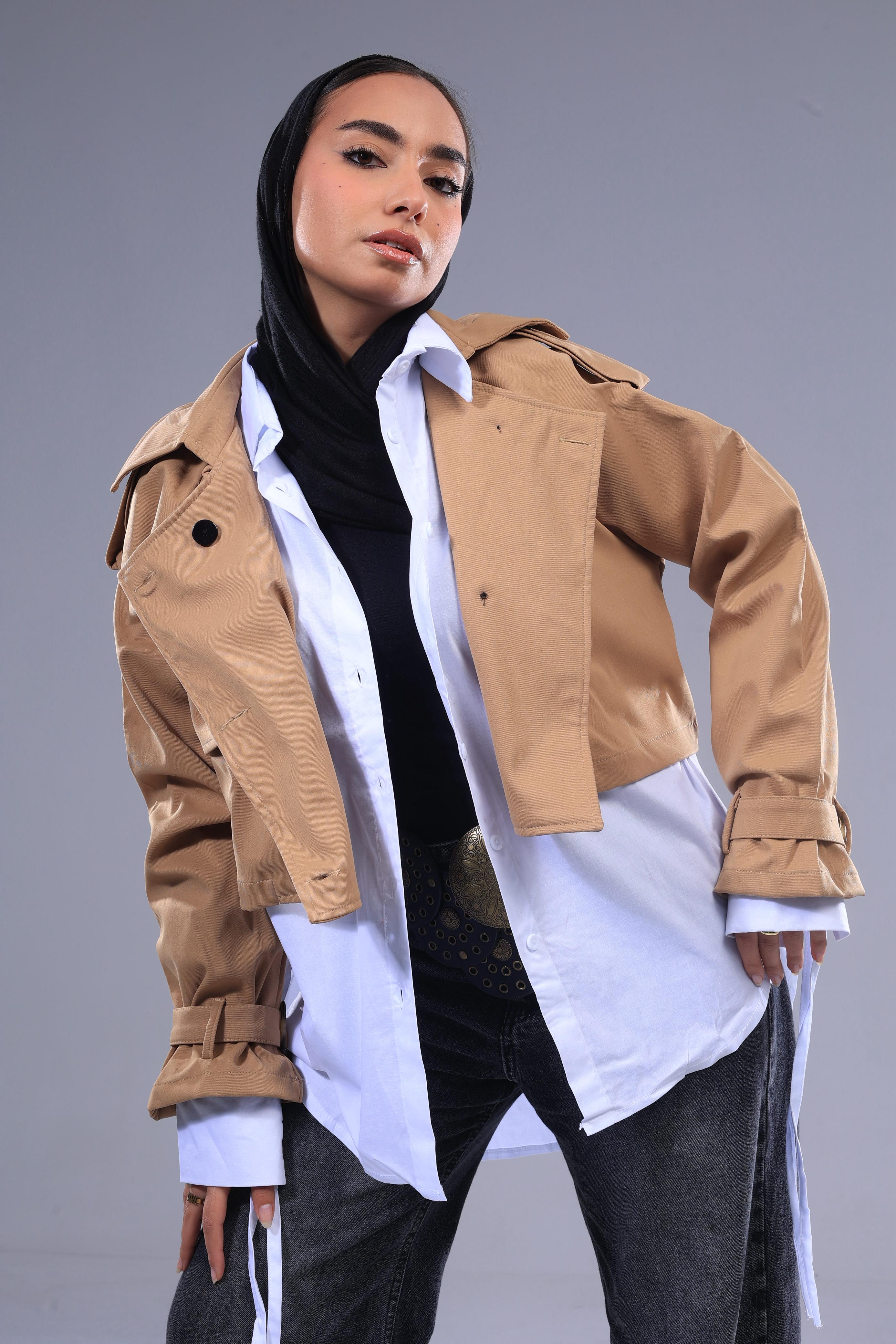 Cropped trench coat