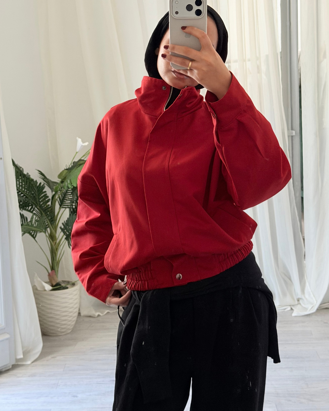 Cherry Gabardine Jacket
