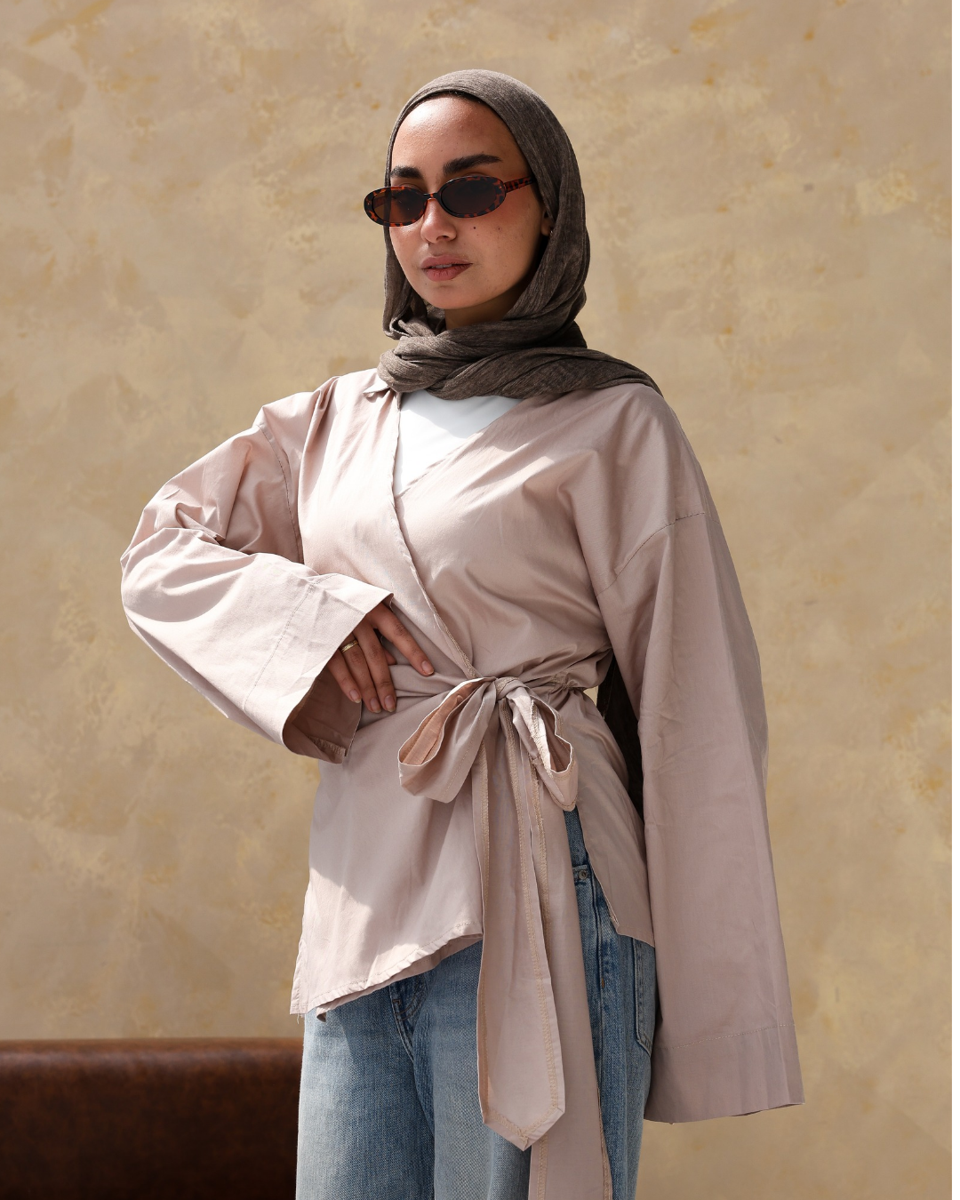 Ribbon daily blouse in Mint green