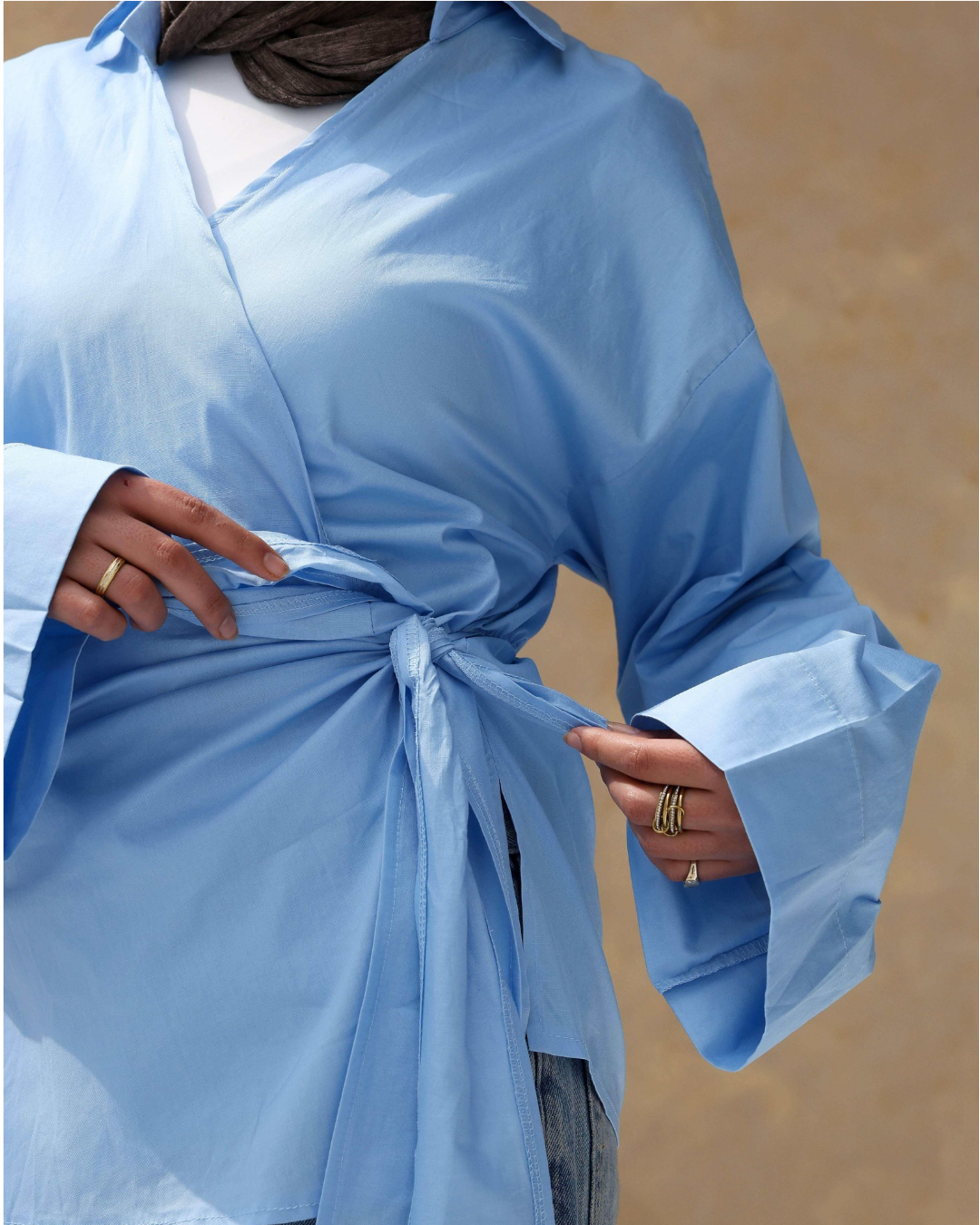 Ribbon daily blouse in Mint green