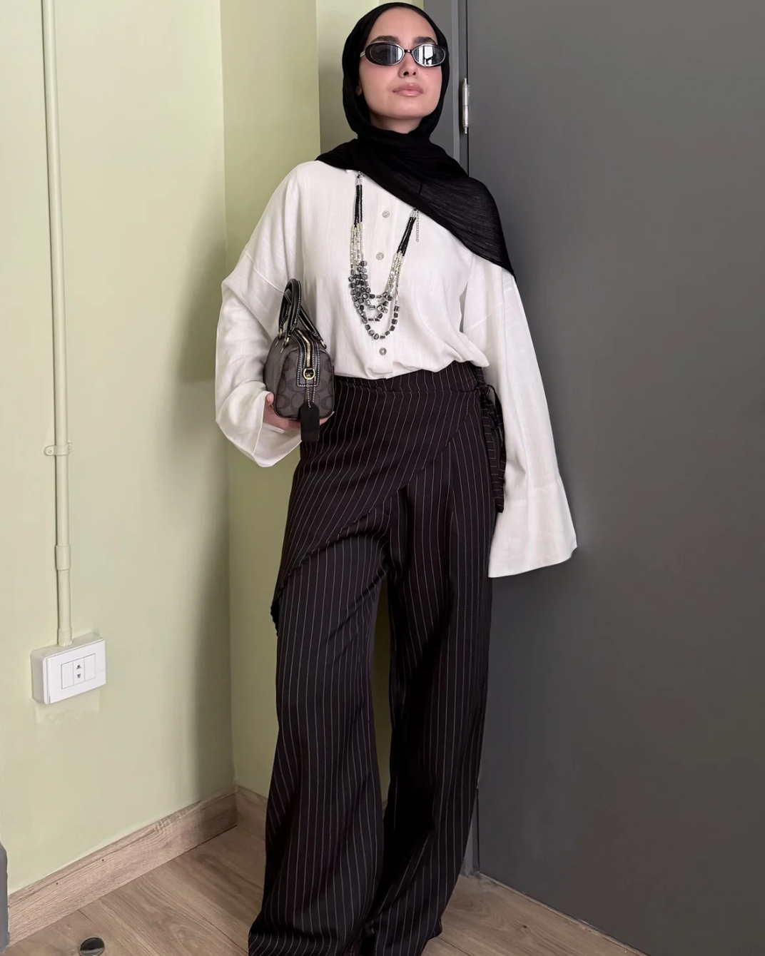Striped wrap overlay pants